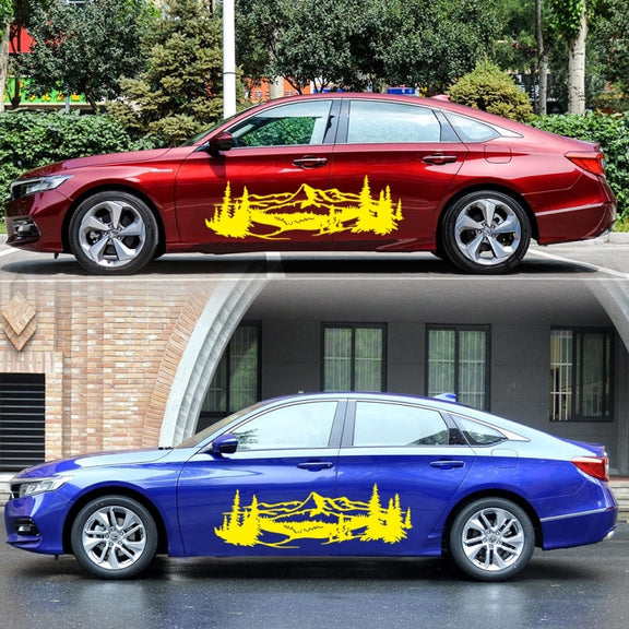 2 PCS/Set D-957 Mountains Pattern Car Modified Decorative Sticker(Yellow)
