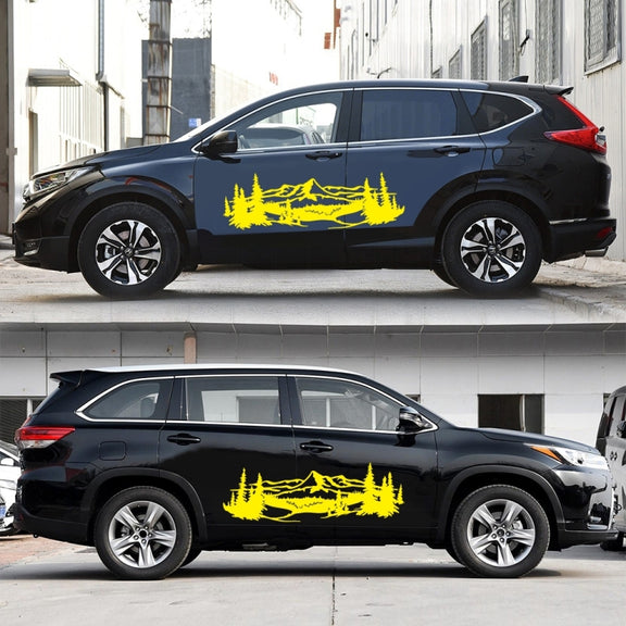 2 PCS/Set D-957 Mountains Pattern Car Modified Decorative Sticker(Yellow)