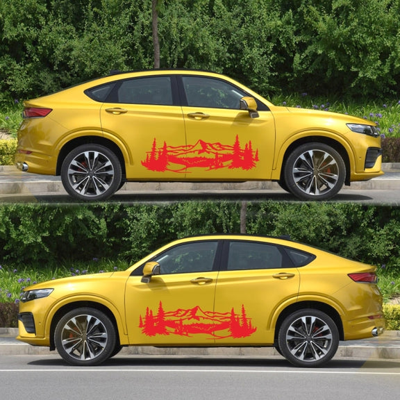 2 PCS/Set D-957 Mountains Pattern Car Modified Decorative Sticker(Red)