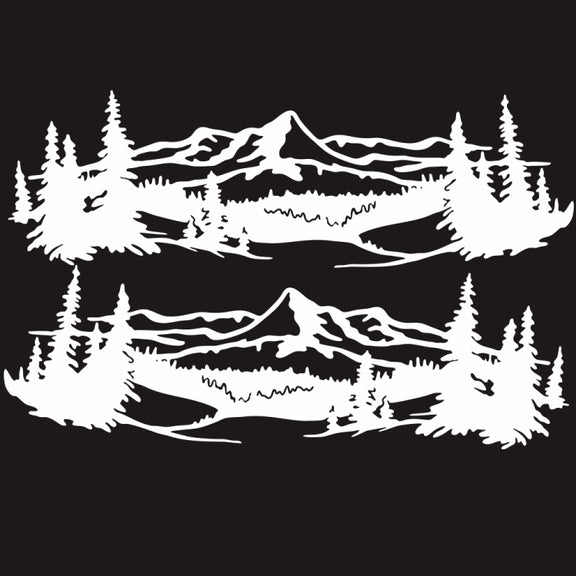 2 PCS/Set D-957 Mountains Pattern Car Modified Decorative Sticker(White)