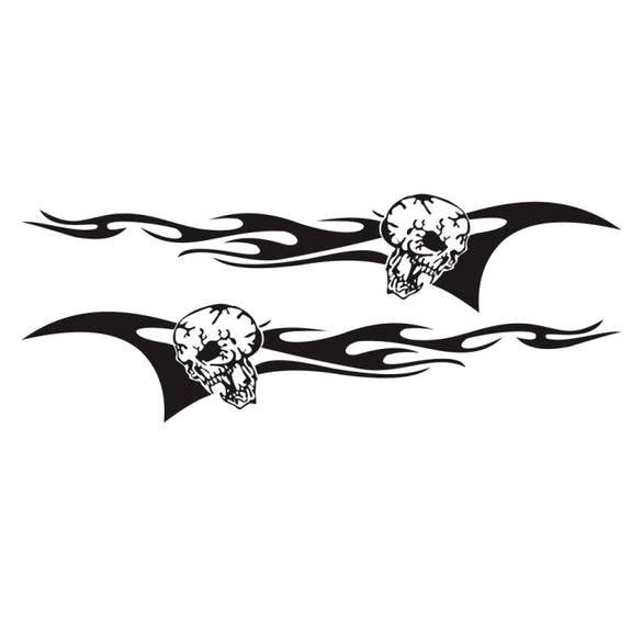 2 PCS/Set D-964 Skull Flame Pattern Car Modified Decorative Sticker(Black)