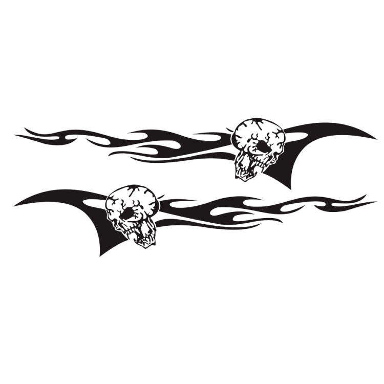 2 PCS/Set D-964 Skull Flame Pattern Car Modified Decorative Sticker(Black)