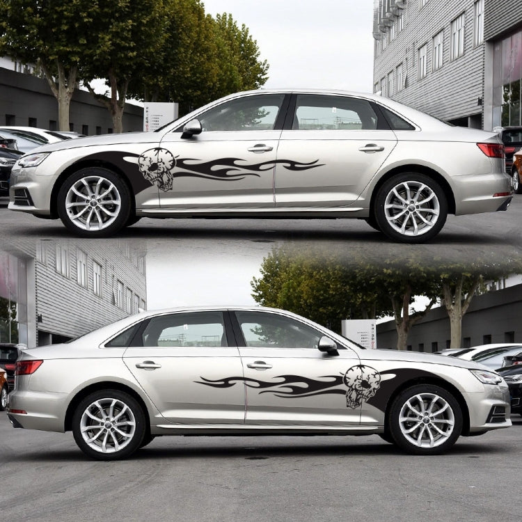 2 PCS/Set D-964 Skull Flame Pattern Car Modified Decorative Sticker(Black)