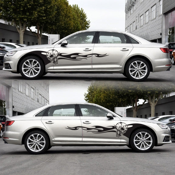 2 PCS/Set D-964 Skull Flame Pattern Car Modified Decorative Sticker(Black)