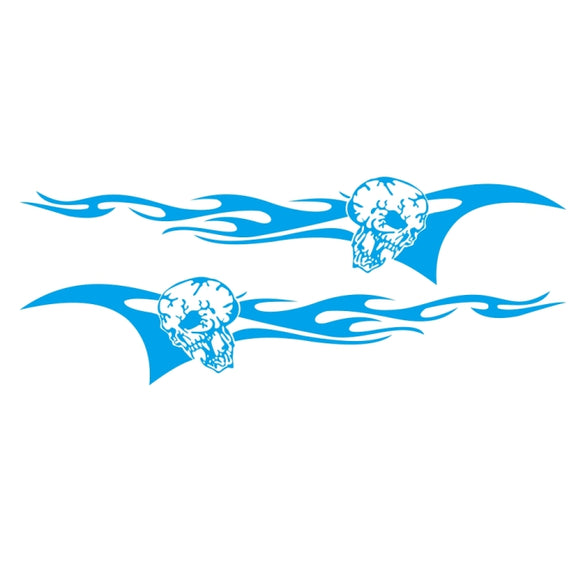 2 PCS/Set D-964 Skull Flame Pattern Car Modified Decorative Sticker(Blue)