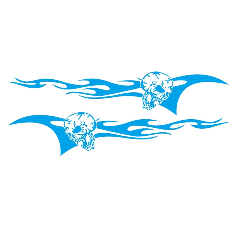2 PCS/Set D-964 Skull Flame Pattern Car Modified Decorative Sticker(Blue)