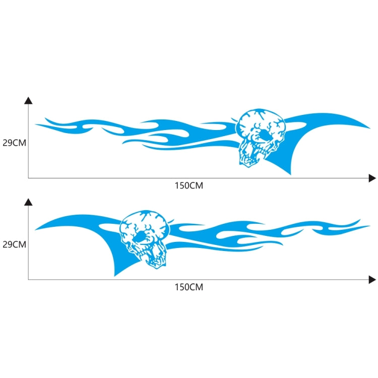 2 PCS/Set D-964 Skull Flame Pattern Car Modified Decorative Sticker(Blue)