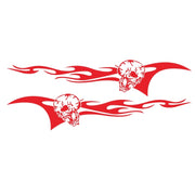 2 PCS/Set D-964 Skull Flame Pattern Car Modified Decorative Sticker(Red)