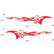 2 PCS/Set D-964 Skull Flame Pattern Car Modified Decorative Sticker(Red)
