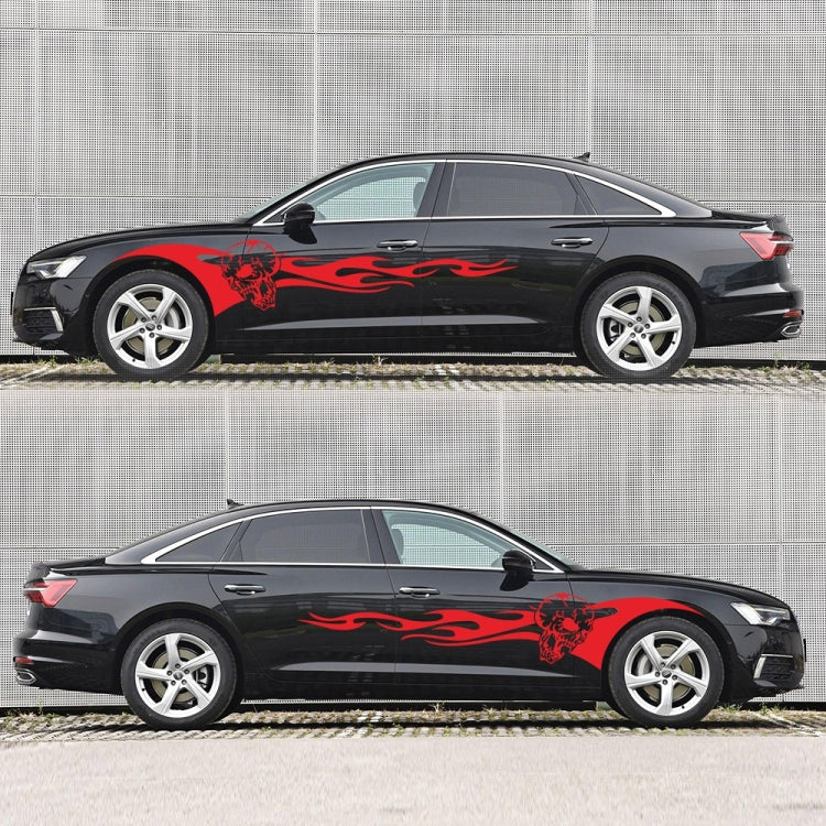 2 PCS/Set D-964 Skull Flame Pattern Car Modified Decorative Sticker(Red)