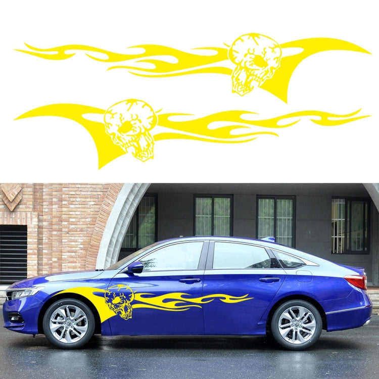 2 PCS/Set D-964 Skull Flame Pattern Car Modified Decorative Sticker(Yellow)
