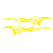 2 PCS/Set D-964 Skull Flame Pattern Car Modified Decorative Sticker(Yellow)