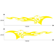 2 PCS/Set D-964 Skull Flame Pattern Car Modified Decorative Sticker(Yellow)