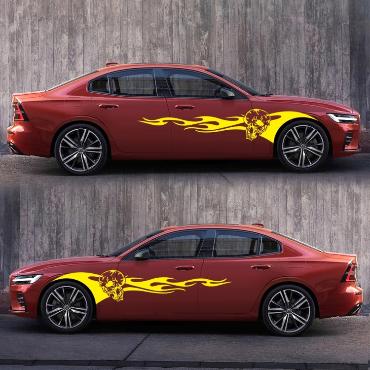 2 PCS/Set D-964 Skull Flame Pattern Car Modified Decorative Sticker(Yellow)