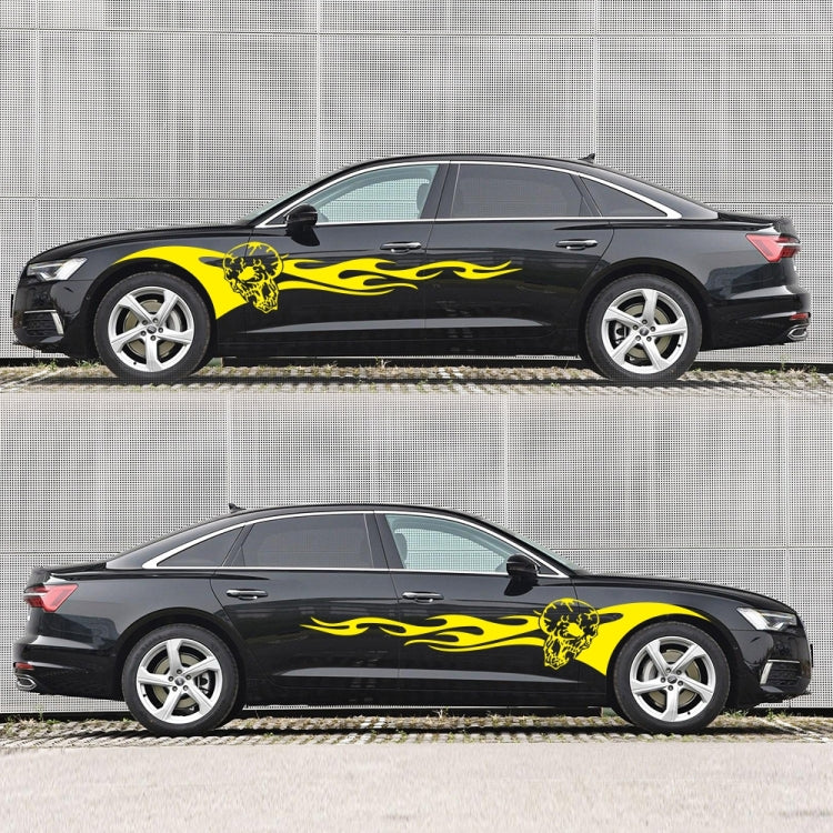 2 PCS/Set D-964 Skull Flame Pattern Car Modified Decorative Sticker(Yellow)