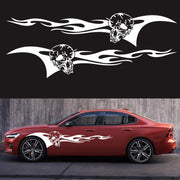 2 PCS/Set D-964 Skull Flame Pattern Car Modified Decorative Sticker(White)