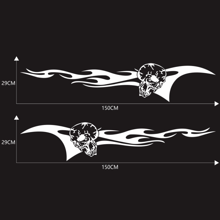 2 PCS/Set D-964 Skull Flame Pattern Car Modified Decorative Sticker(White)