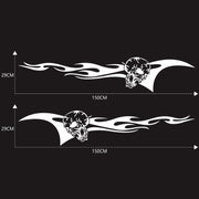 2 PCS/Set D-964 Skull Flame Pattern Car Modified Decorative Sticker(White)
