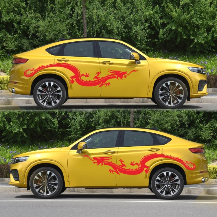 2 PCS/Set D-965 Dragon Pattern Car Modified Decorative Sticker(Red)
