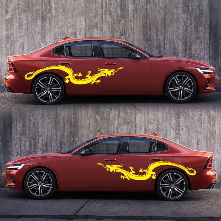 2 PCS/Set D-965 Dragon Pattern Car Modified Decorative Sticker(Yellow)
