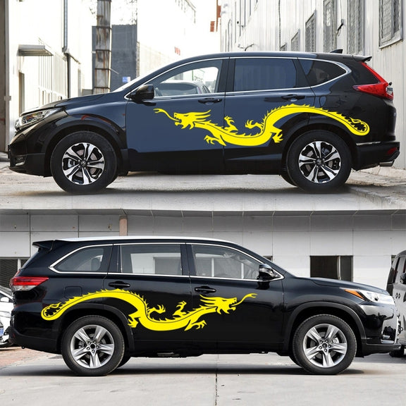 2 PCS/Set D-965 Dragon Pattern Car Modified Decorative Sticker(Yellow)