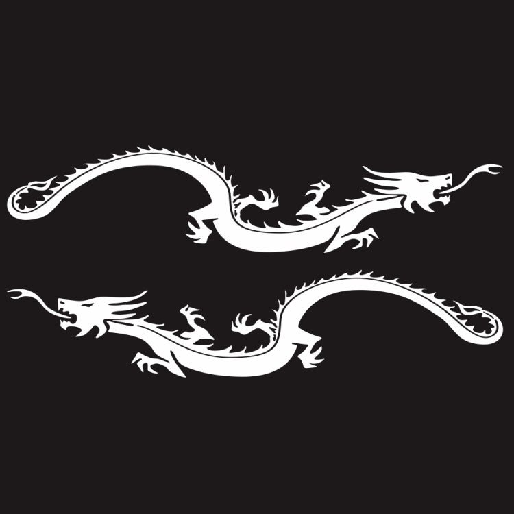 2 PCS/Set D-965 Dragon Pattern Car Modified Decorative Sticker(White)