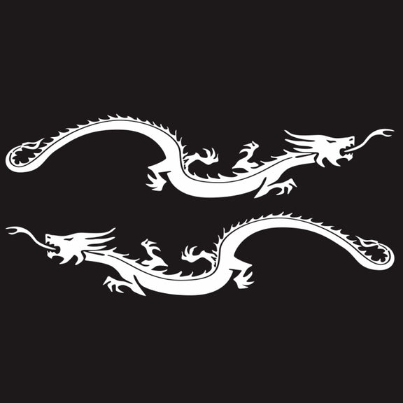 2 PCS/Set D-965 Dragon Pattern Car Modified Decorative Sticker(White)
