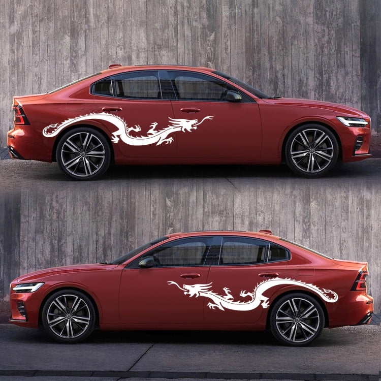 2 PCS/Set D-965 Dragon Pattern Car Modified Decorative Sticker(White)