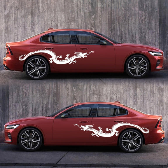 2 PCS/Set D-965 Dragon Pattern Car Modified Decorative Sticker(White)