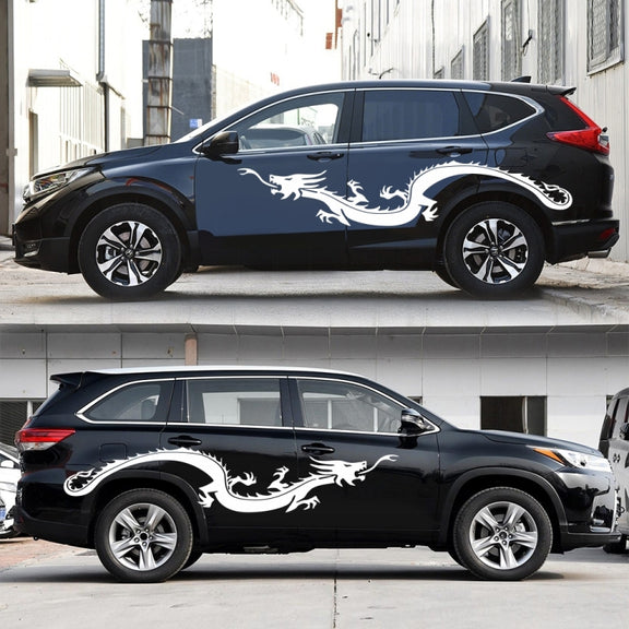 2 PCS/Set D-965 Dragon Pattern Car Modified Decorative Sticker(White)