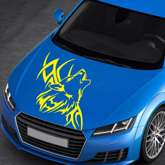 D-967 Wolf Tribe Pattern Car Modified Decorative Sticker(Yellow)