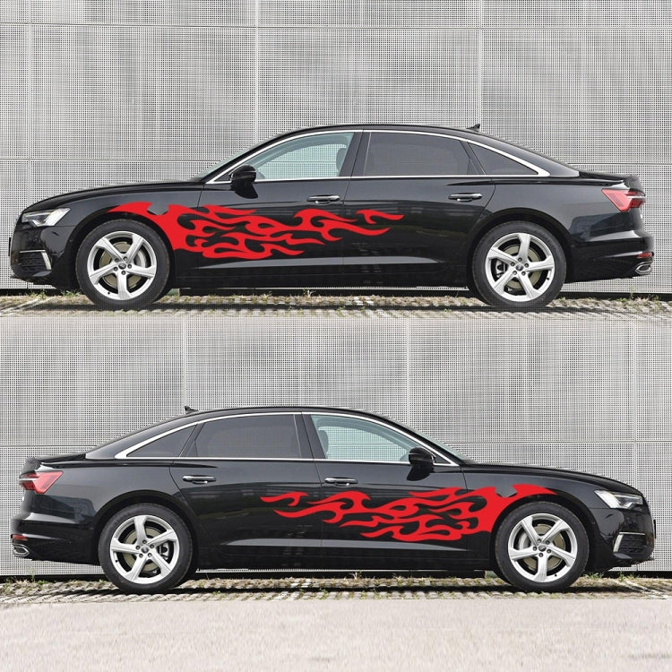 2 PCS/Set D-969 Flame Pattern Car Modified Decorative Sticker(Red)