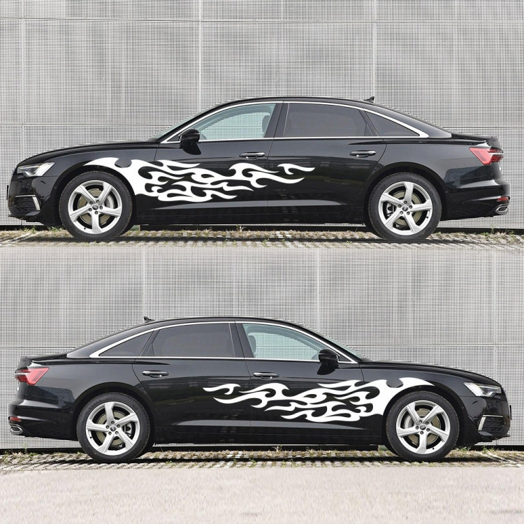 2 PCS/Set D-969 Flame Pattern Car Modified Decorative Sticker(White)