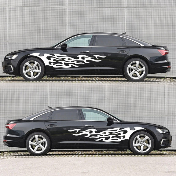 2 PCS/Set D-969 Flame Pattern Car Modified Decorative Sticker(White)