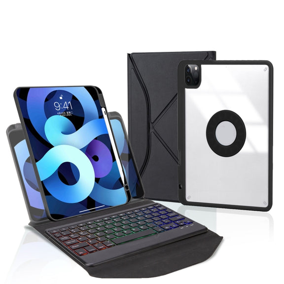 Z11BS Pen Slot Backlight Bluetooth Keyboard Leather Tablet Case For iPad Pro 11 2021/2020/2018(Black)