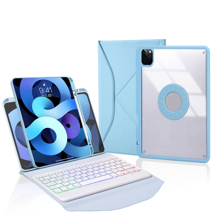 Z11BS Pen Slot Backlight Bluetooth Keyboard Leather Tablet Case For iPad Pro 11 2021/2020/2018(Sky Blue)