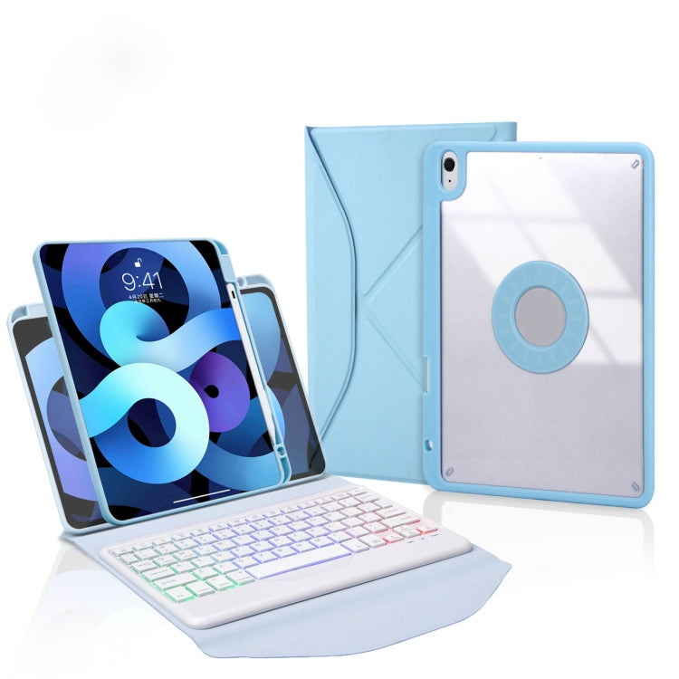 Z098BS Pen Slot Backlight Bluetooth Keyboard Leather Tablet Case For iPad Air 11 2025 / 2024 / Air 5 / Air 4(Sky Blue)