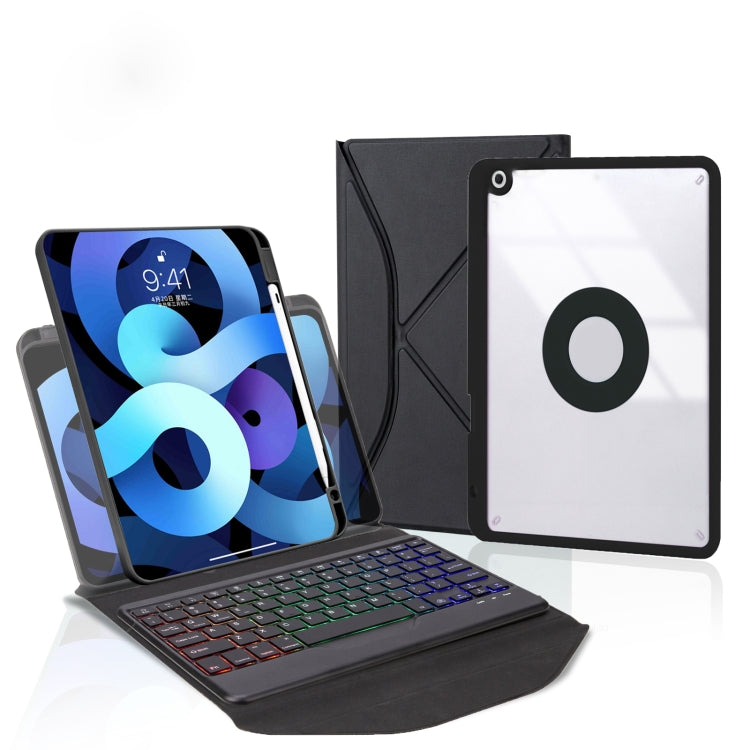 Z102BS Pen Slot Backlight Bluetooth Keyboard Leather Tablet Case For iPad 10.2 2021/2020/2019(Black)