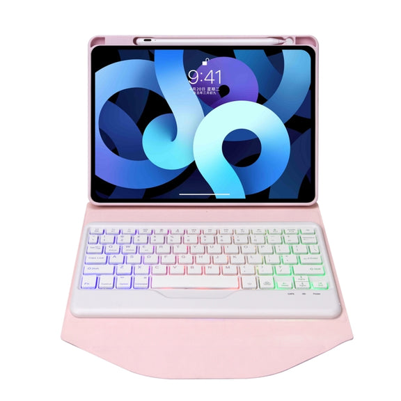 Z102BS Pen Slot Backlight Bluetooth Keyboard Leather Tablet Case For iPad 10.2 2021/2020/2019(Pink)
