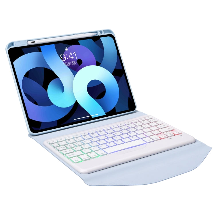 Z102BS Pen Slot Backlight Bluetooth Keyboard Leather Tablet Case For iPad 10.2 2021/2020/2019(Sky Blue)