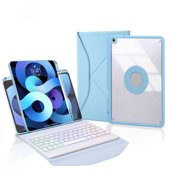 Z102BS Pen Slot Backlight Bluetooth Keyboard Leather Tablet Case For iPad 10.2 2021/2020/2019(Sky Blue)