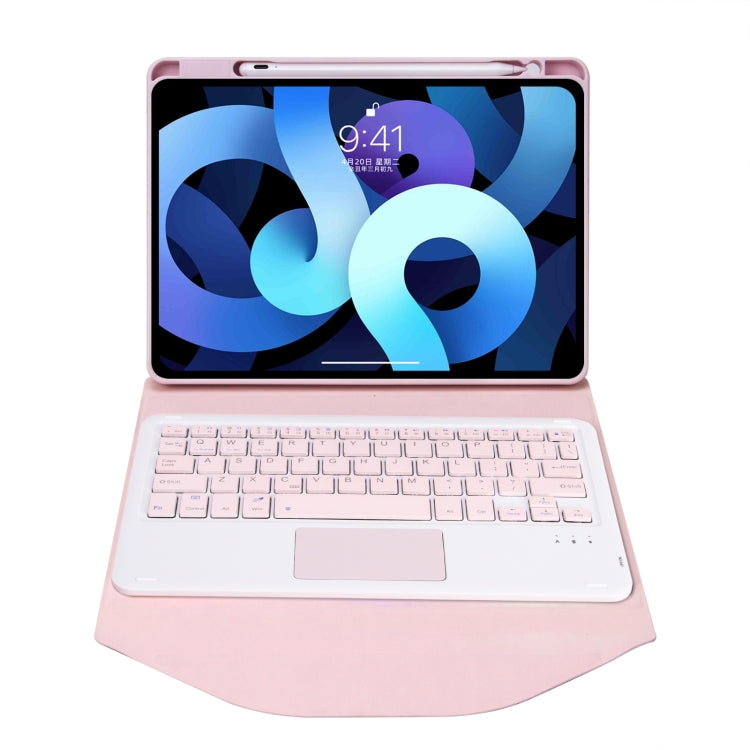 Z11B-A Pen Slot Touchpad Bluetooth Keyboard Leather Tablet Case For iPad Pro 11 2021/2020/2018(Pink)