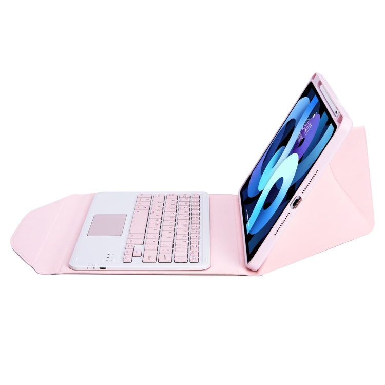 Z11B-A Pen Slot Touchpad Bluetooth Keyboard Leather Tablet Case For iPad Pro 11 2021/2020/2018(Pink)