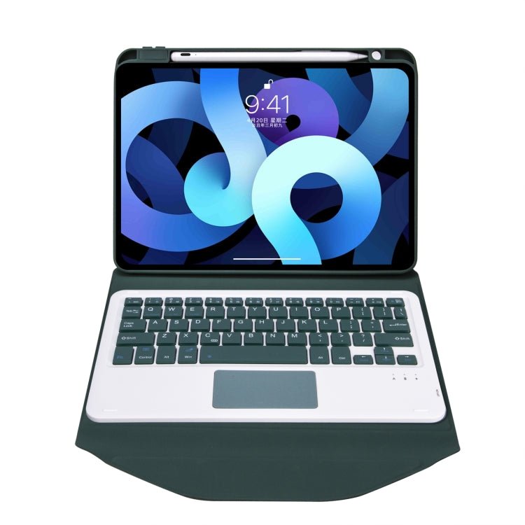 Z11B-A Pen Slot Touchpad Bluetooth Keyboard Leather Tablet Case For iPad Pro 11 2021/2020/2018(Green)