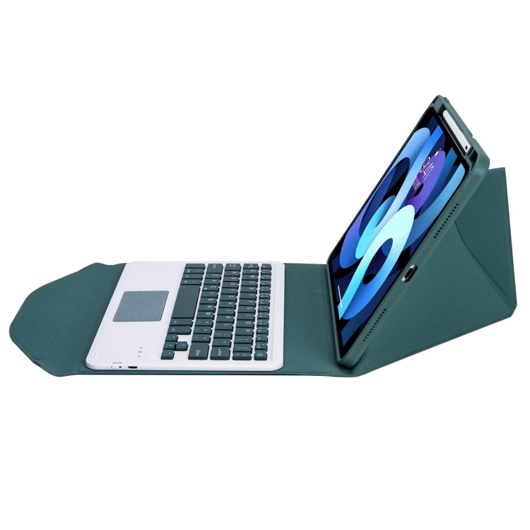 Z11B-A Pen Slot Touchpad Bluetooth Keyboard Leather Tablet Case For iPad Pro 11 2021/2020/2018(Green)
