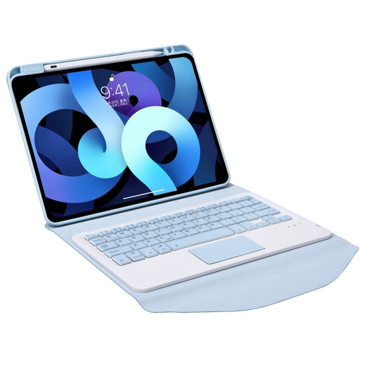Z11B-A Pen Slot Touchpad Bluetooth Keyboard Leather Tablet Case For iPad Pro 11 2021/2020/2018(Sky Blue)