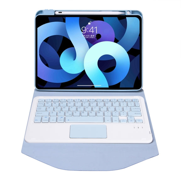 Z11B-A Pen Slot Touchpad Bluetooth Keyboard Leather Tablet Case For iPad Pro 11 2021/2020/2018(Sky Blue)