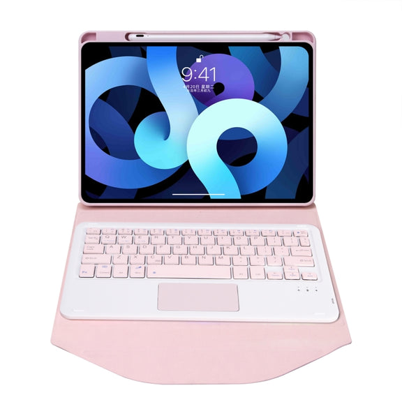 Z098B-A Pen Slot Touchpad Bluetooth Keyboard Leather Tablet Case For iPad Air 11 2025 / 2024 / Air 5 / Air 4(Pink)