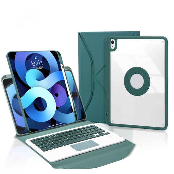 Z098B-A Pen Slot Touchpad Bluetooth Keyboard Leather Tablet Case For iPad Air 10.9 2022/2020(Green)