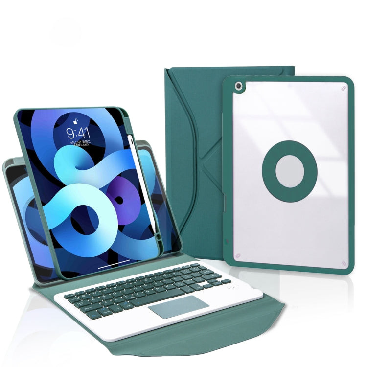 Z102B-A Pen Slot Touchpad Bluetooth Keyboard Leather Tablet Case For iPad 10.2 2021/2020/2019(Green)